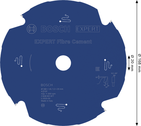 BoschEXPERT 纤维水泥圆锯片，168 毫米。
